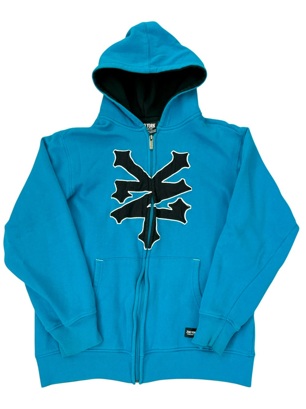 Zoo York Y2K Skate Zip Hoodie Teal Black Logo Youth XL 20